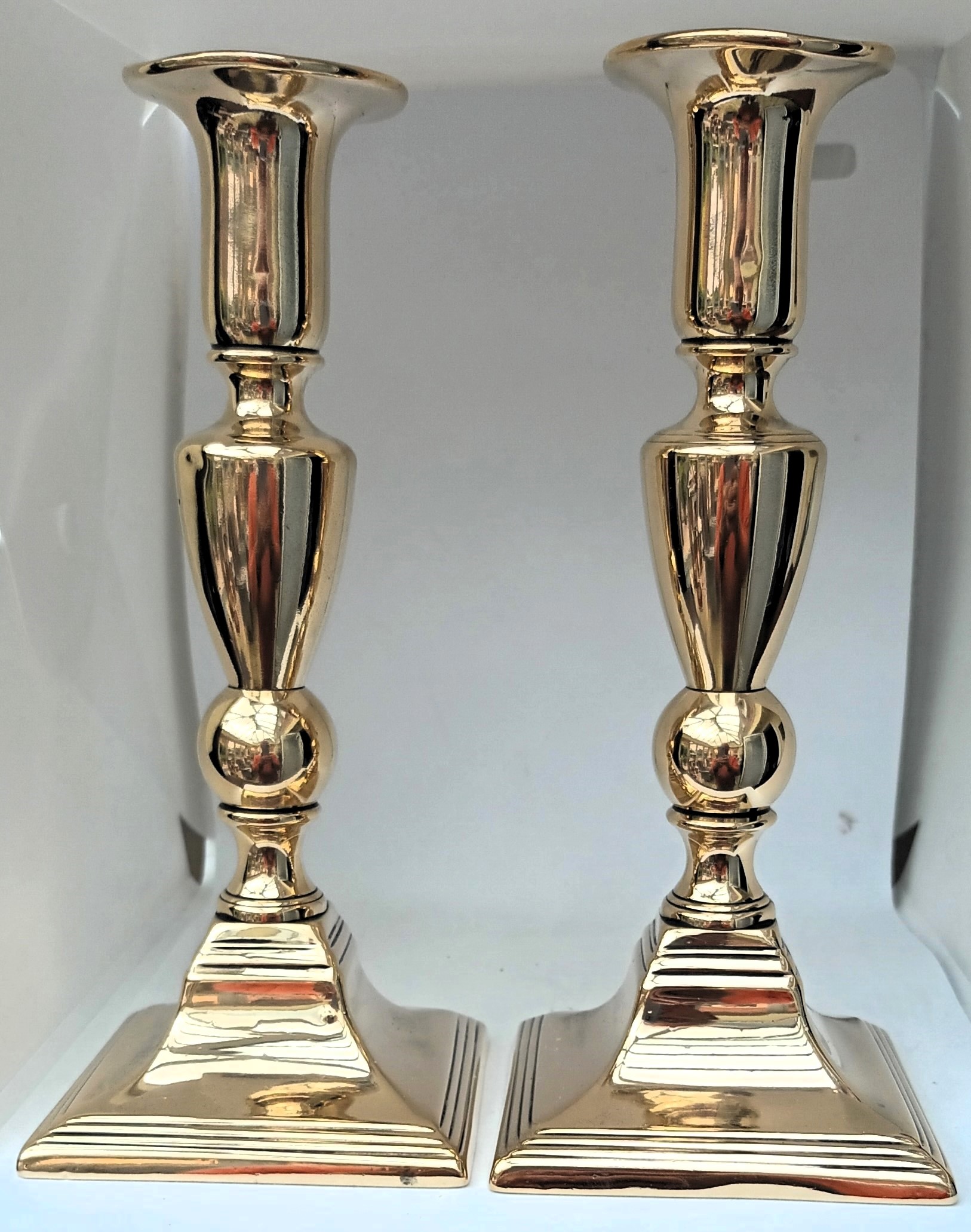 Pair of Antique English Georgian Brass Candlesticks - Image 2